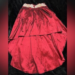 Red High-Low Dance Performance Skirt